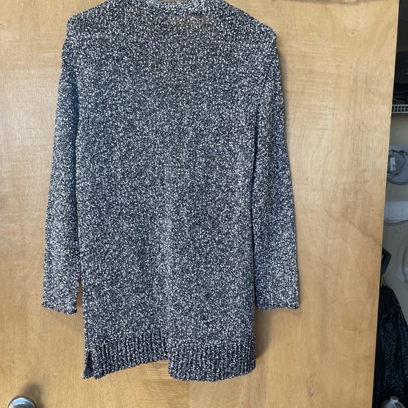 J. Jill Women's Long Cardigan XL with Button Black White Marble Size Small - Picture 6 of 9